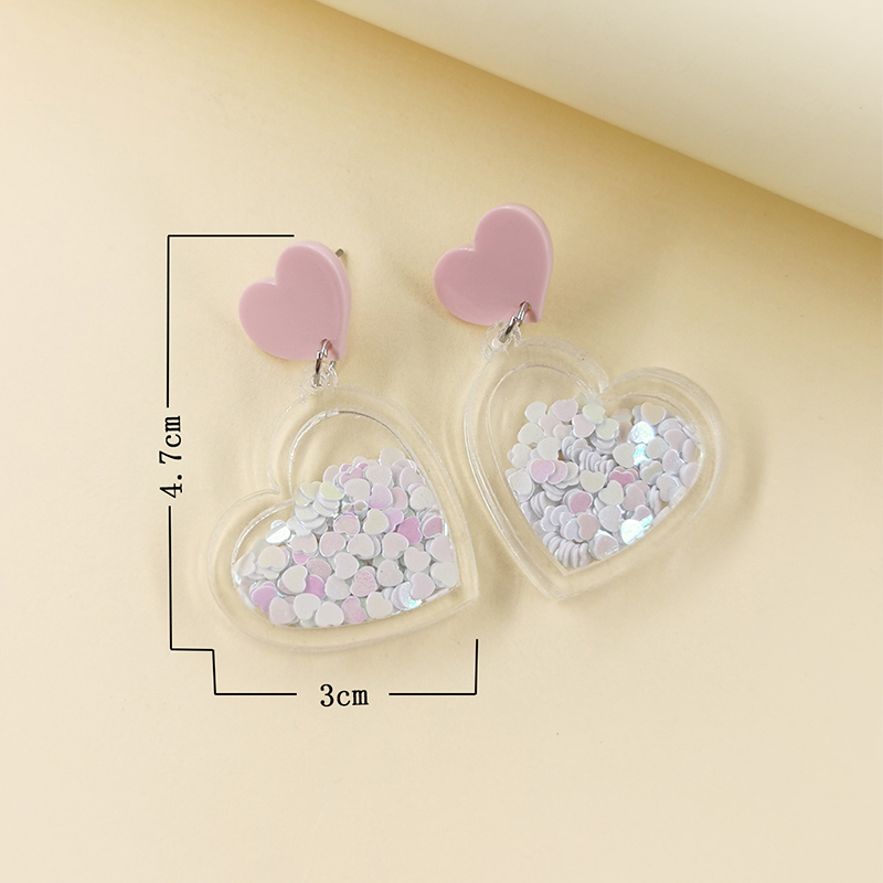 Heart Shaped Sequin Teacher Acrylic Earrings