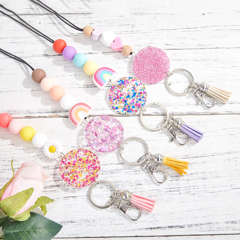 Personalized Colorful Rainbow Teacher Lanyard