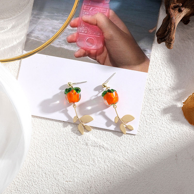 Fresh And Tender Persimmon Teacher  Acrylic Earrings