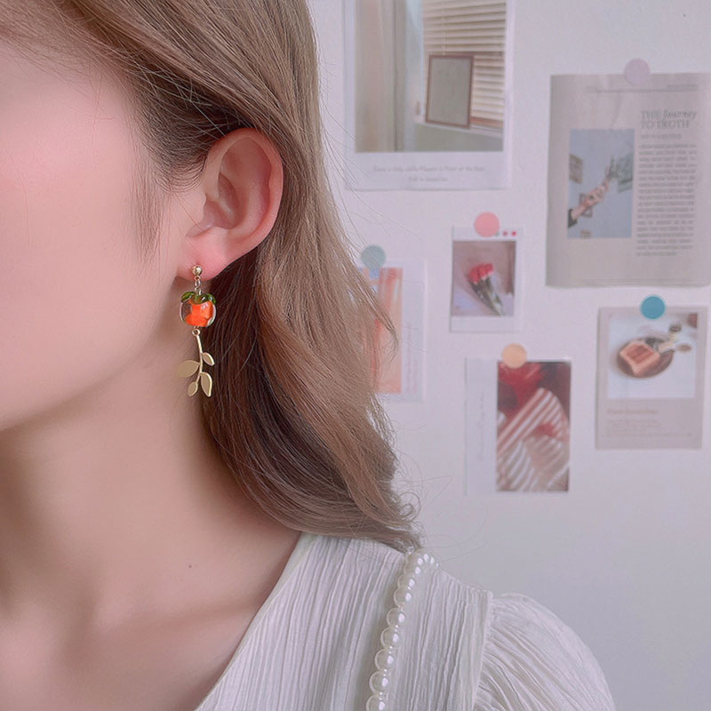 Fresh And Tender Persimmon Teacher Acrylic Earrings