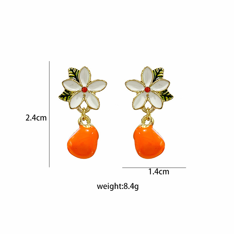 Sweet Citrus Gardenia Silver Pin Teacher Metal Earrings