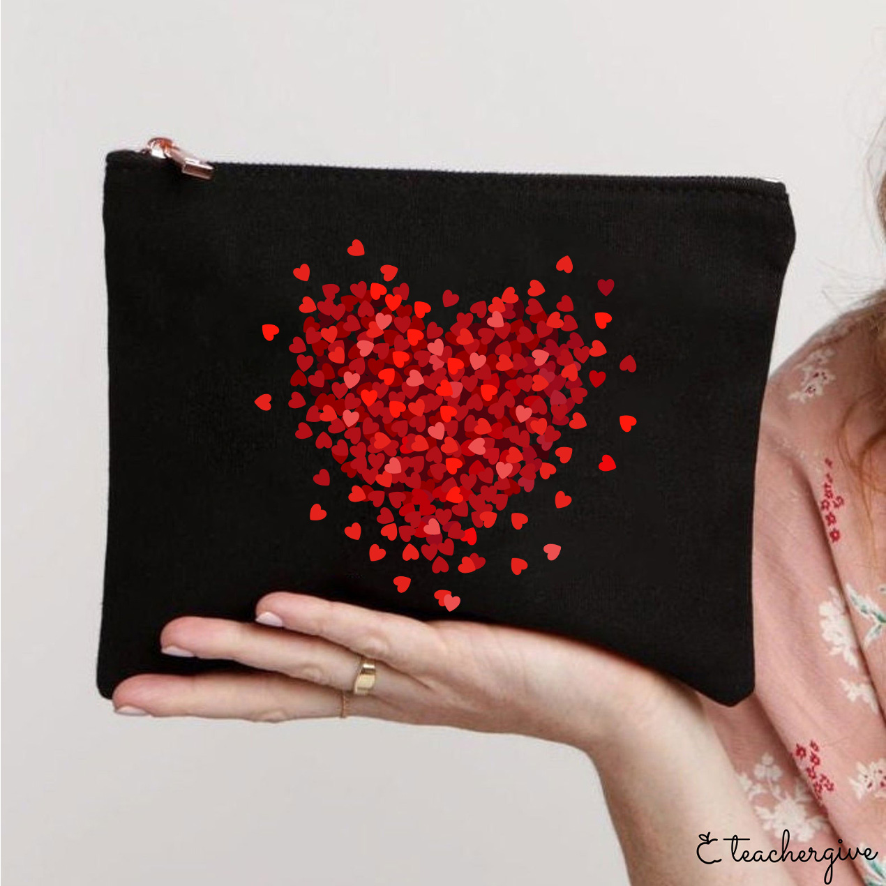 Let Love Fill Your Heart Teacher Makeup Bag