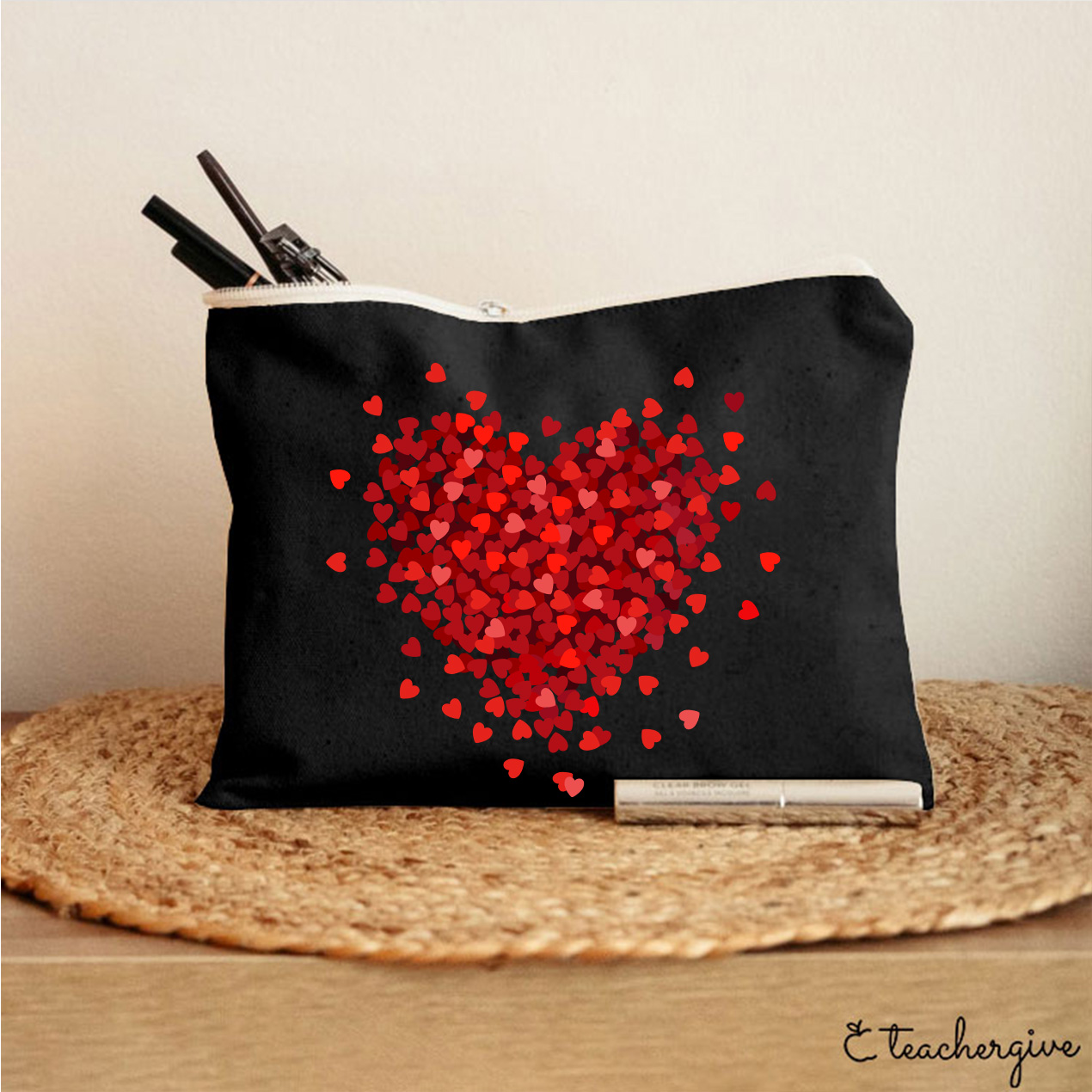 Let Love Fill Your Heart Teacher Makeup Bag