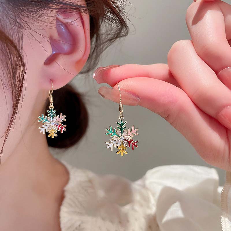 Colorful Snowflake Teacher Metal Earrings