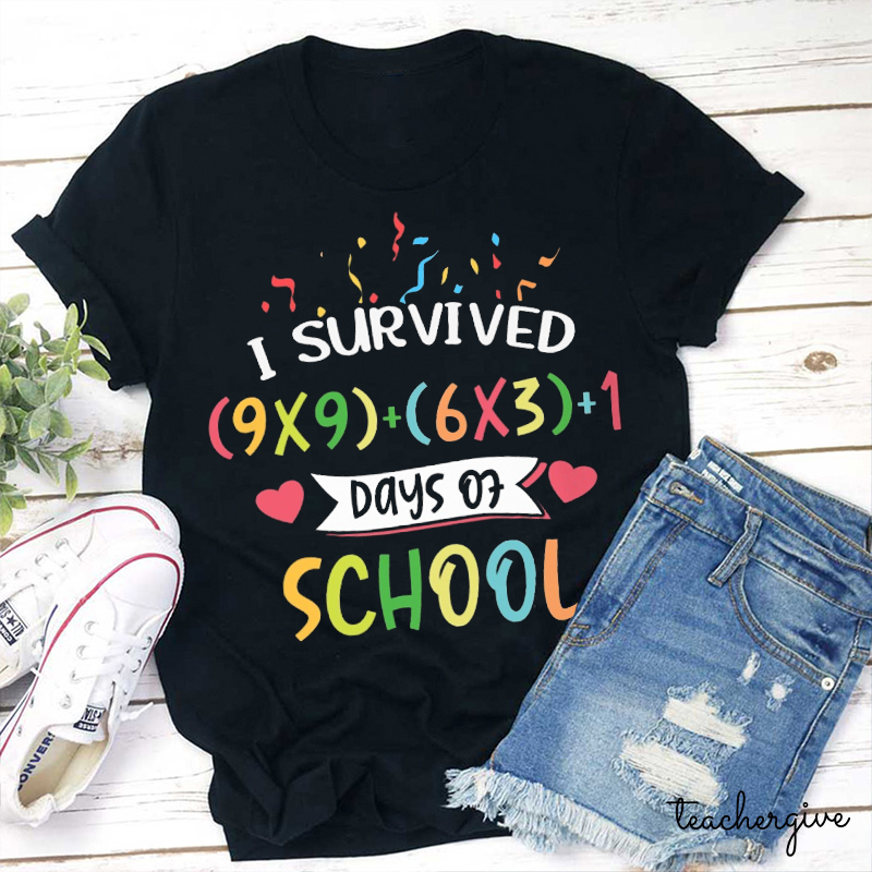 I Survived 100 Days Of School Math Teacher T-Shirt