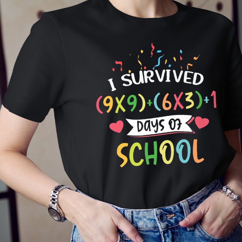 I Survived 100 Days Of School Math Teacher T-Shirt