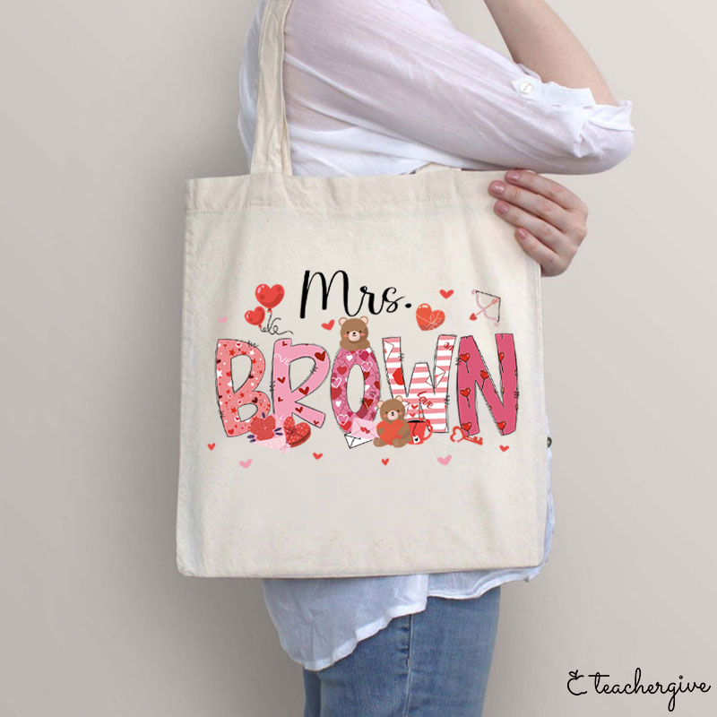 Personalized Show My Love Teacher Tote Bag