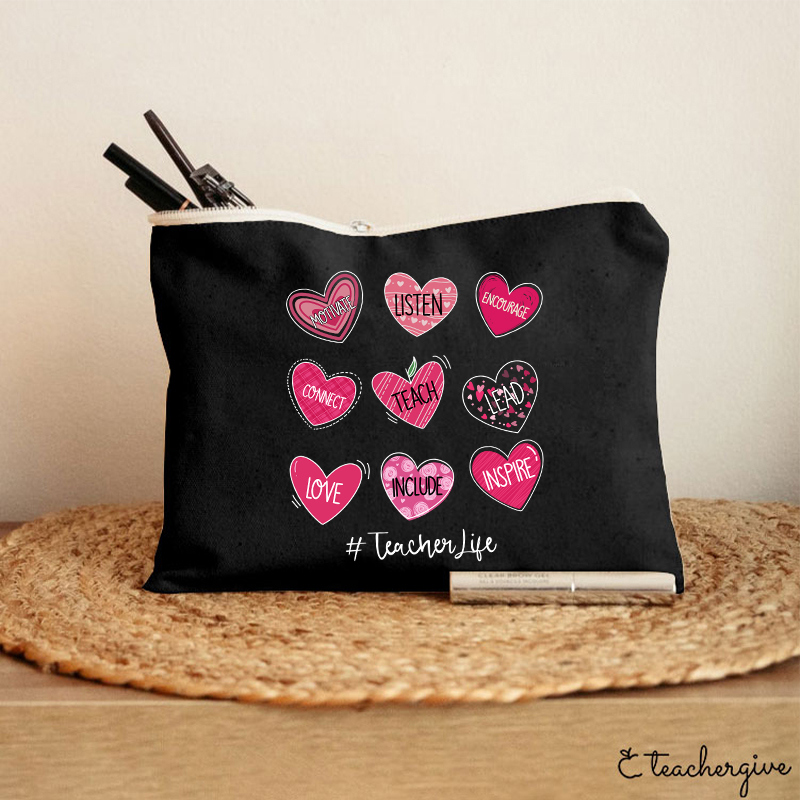 Motivate Listen Encourage Teacher Makeup Bag
