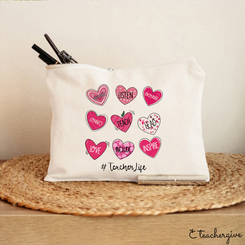 Motivate Listen Encourage Teacher Makeup Bag
