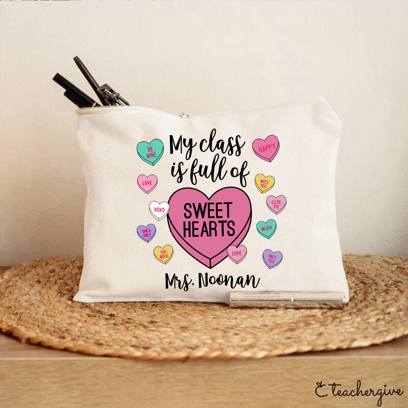 Personalized My Class Is Full Of Sweethearts Teacher Makeup Bag