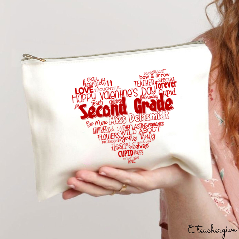 Personalized Teacher's Valentine's Day Teacher Makeup Bag