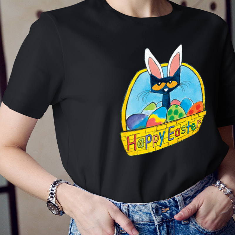 A Basket Of Eggs And A Cat Teacher T-Shirt
