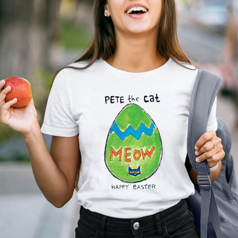 Pete The Cat Meow Happy Easter Teacher T-Shirt
