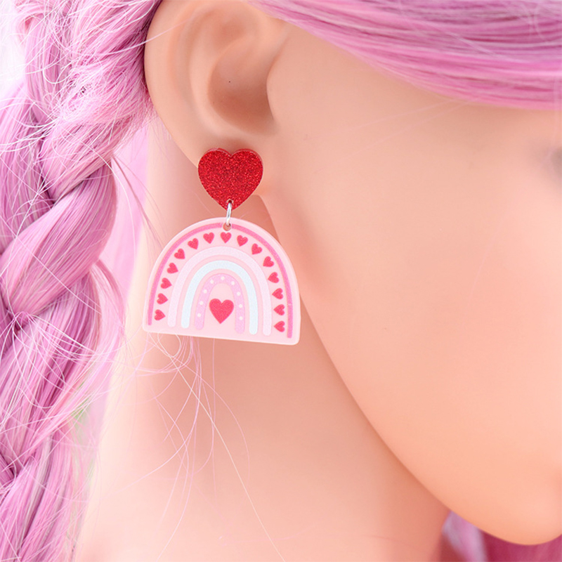 Pink Rainbow Teaching Teacher Acrylic Earrings