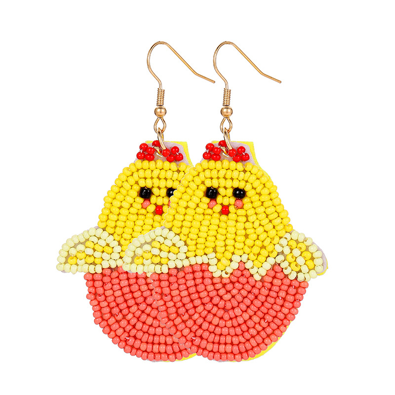 Easter Bunny Cute Chicken Teacher Beaded Earrings