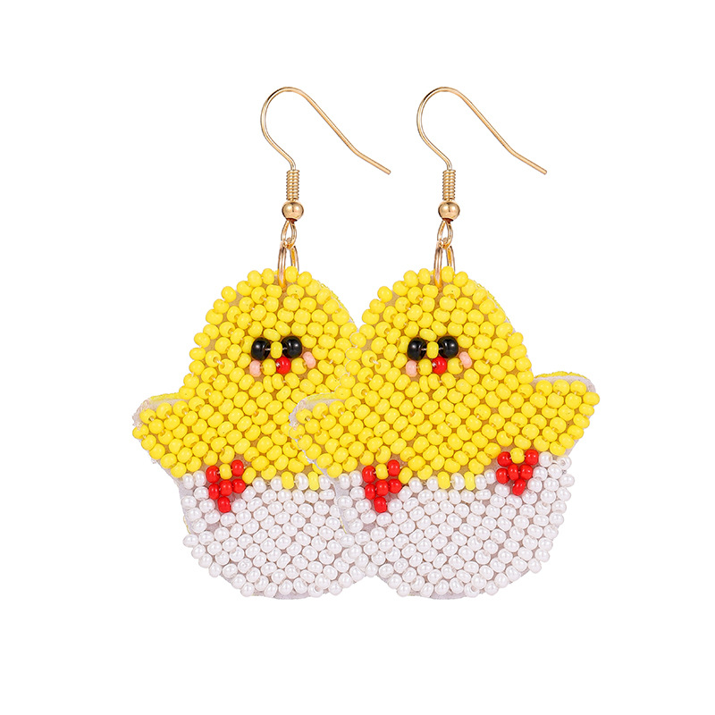Easter Bunny Cute Chicken Teacher Beaded Earrings