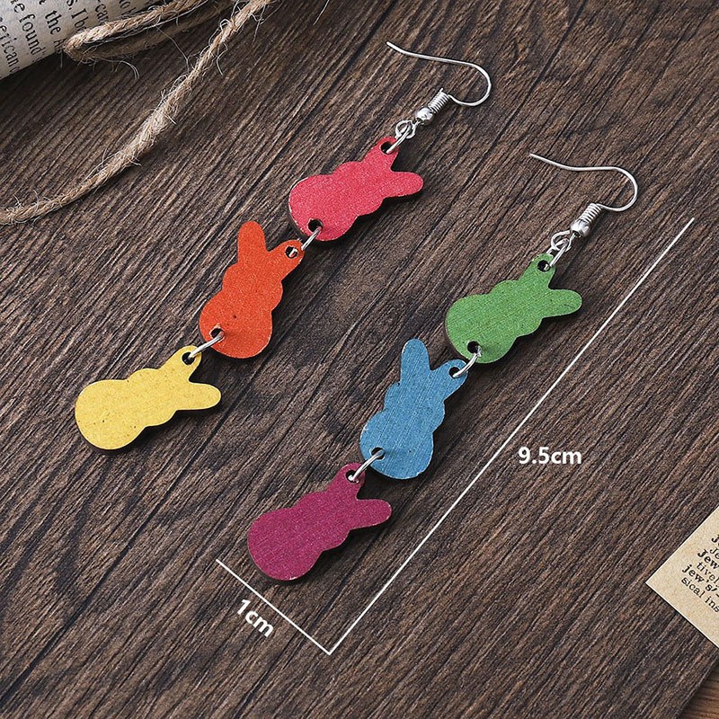 Joyful Little Rabbits Teacher Wooden Earrings