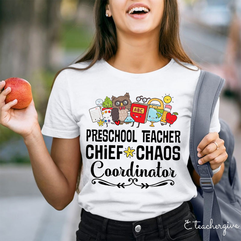 Personalized Grade Chief Chaos Coordinator Teacher T-Shirt