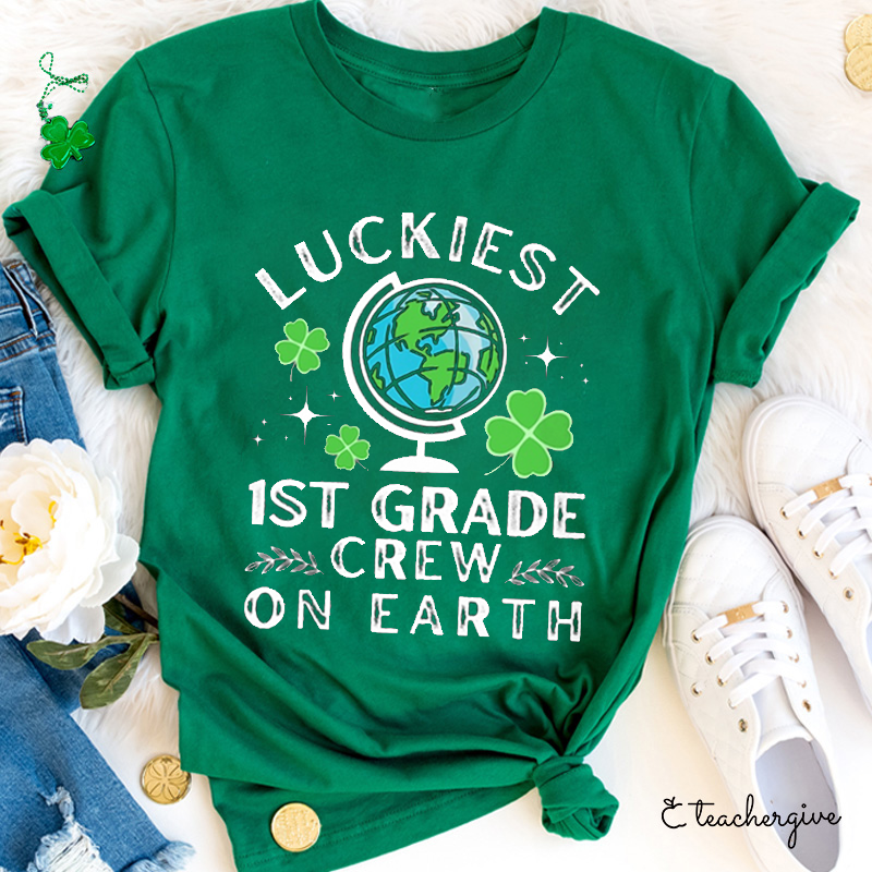 Personalized Grade Luckist Crew On Earth Teacher T-Shirt
