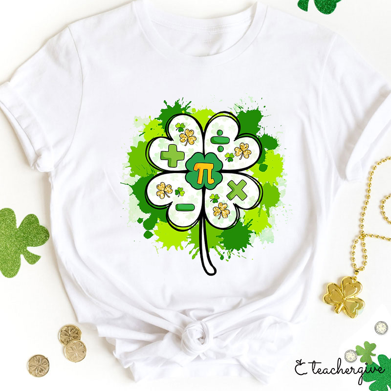 Shamrock Pi Plus Minus Multiply Divide Teacher T-Shirt