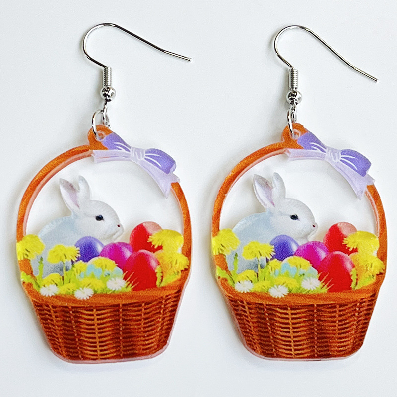 Bunny In A Basket Teacher Acrylic Earrings