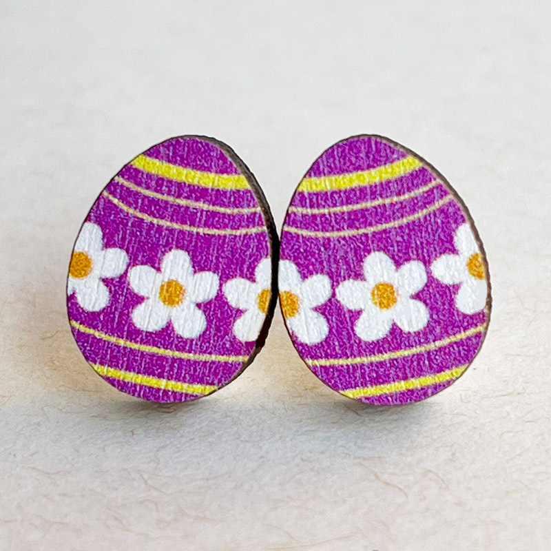Daisy Easter Eggs Teacher Wooden Earrings