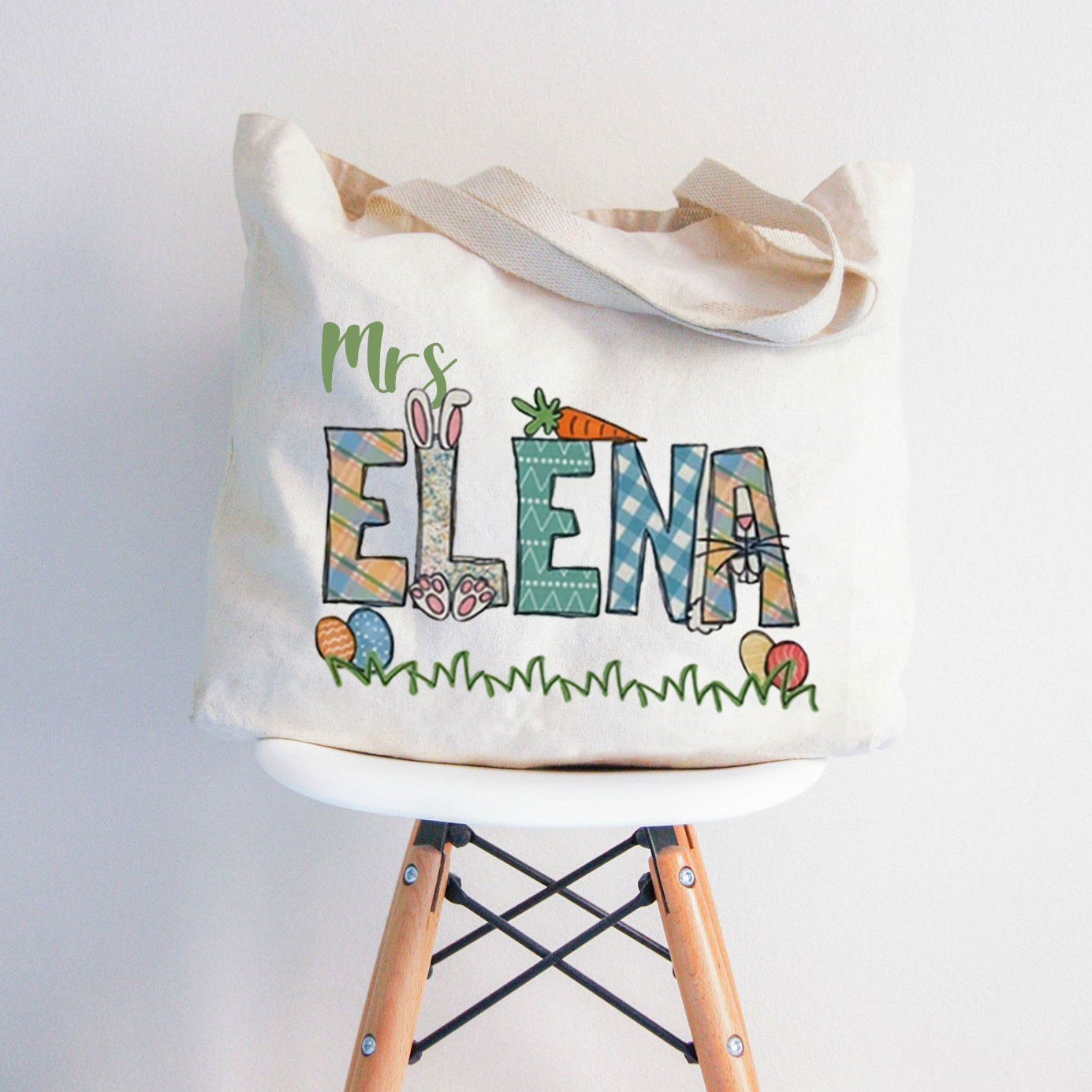 Personalized Happy Easter Teacher Name Teacher Zip Tote Bag