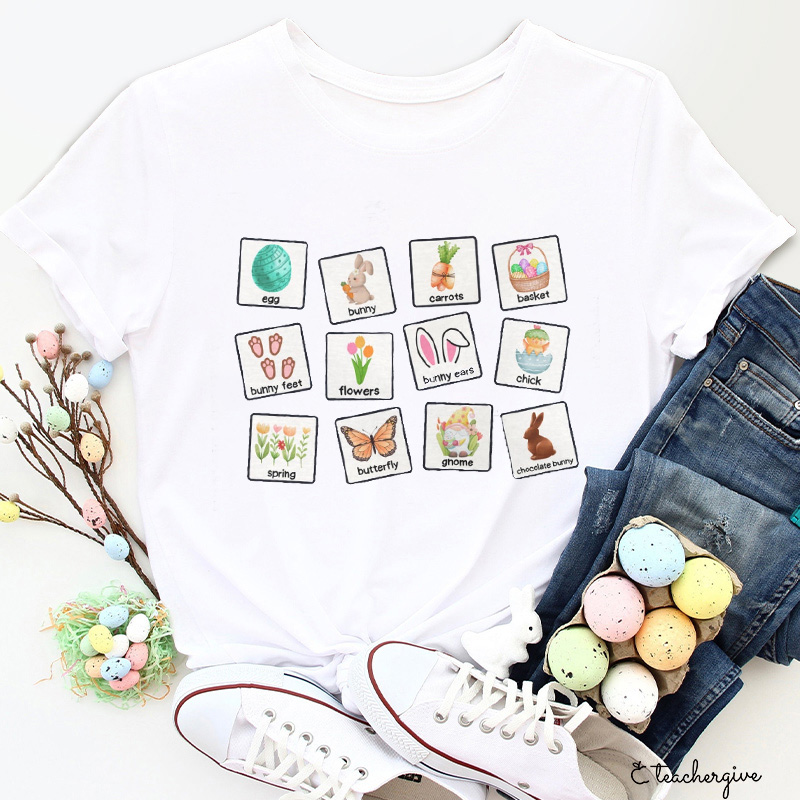 Egg Bunny Flower Teacher T-Shirt