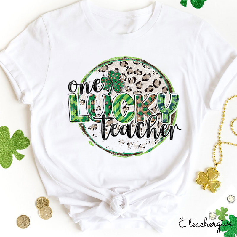 Leopard One Lucky Teacher T-Shirt