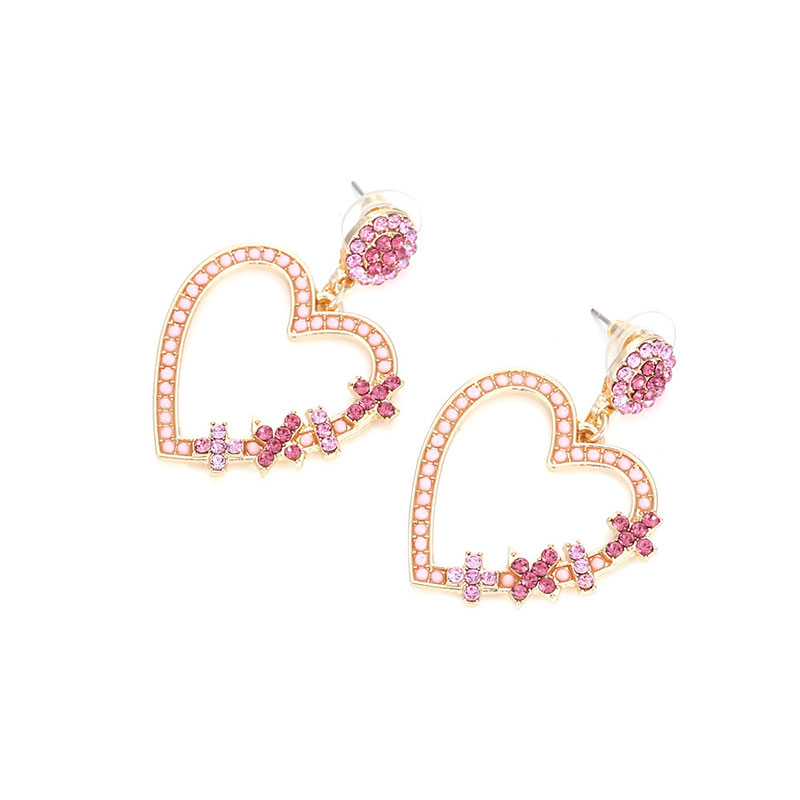 Diamond Heart Pendant Teacher Metal Earrings