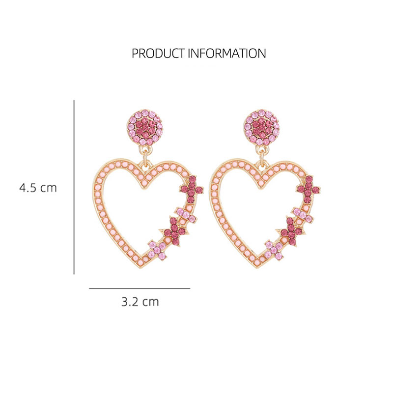 Diamond Heart Pendant Teacher Metal Earrings