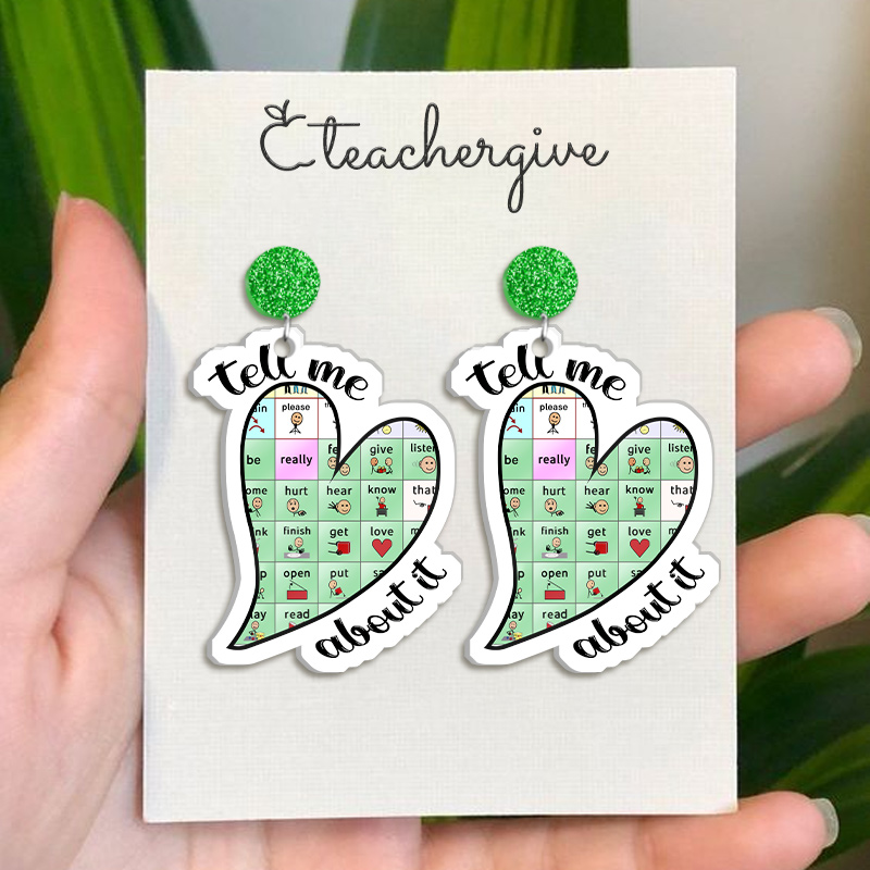 Tell Me About It Teacher Acrylic Earrings
