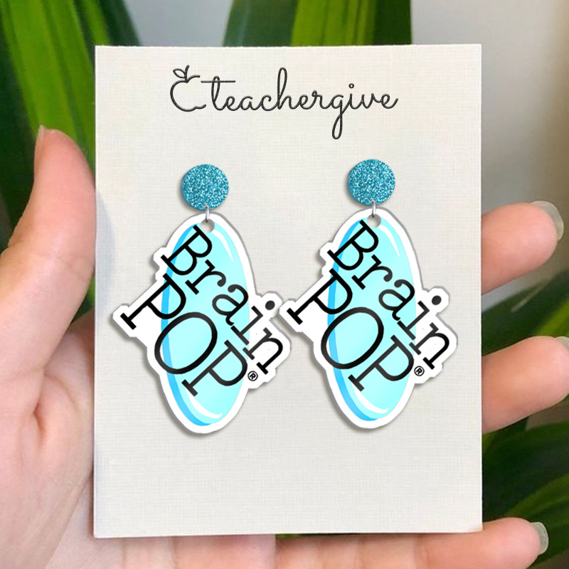 Brain Pop Teacher Acrylic Earrings