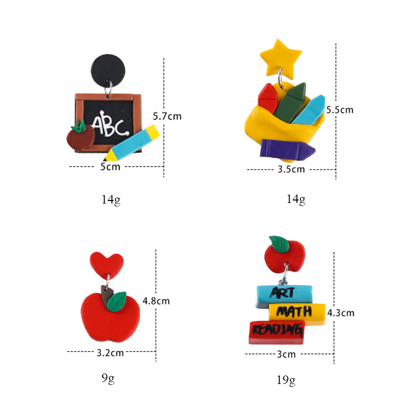Colorful Stationery Cute Teacher Clay Earrings