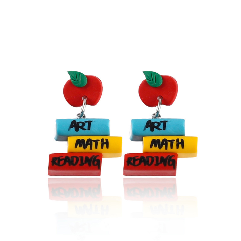 Colorful Stationery Cute Teacher Clay Earrings