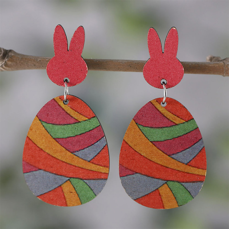 Easter Egg And Bunny Teacher Wooden Earrings