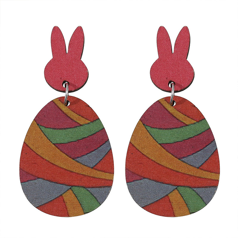 Easter Egg And Bunny Teacher Wooden Earrings