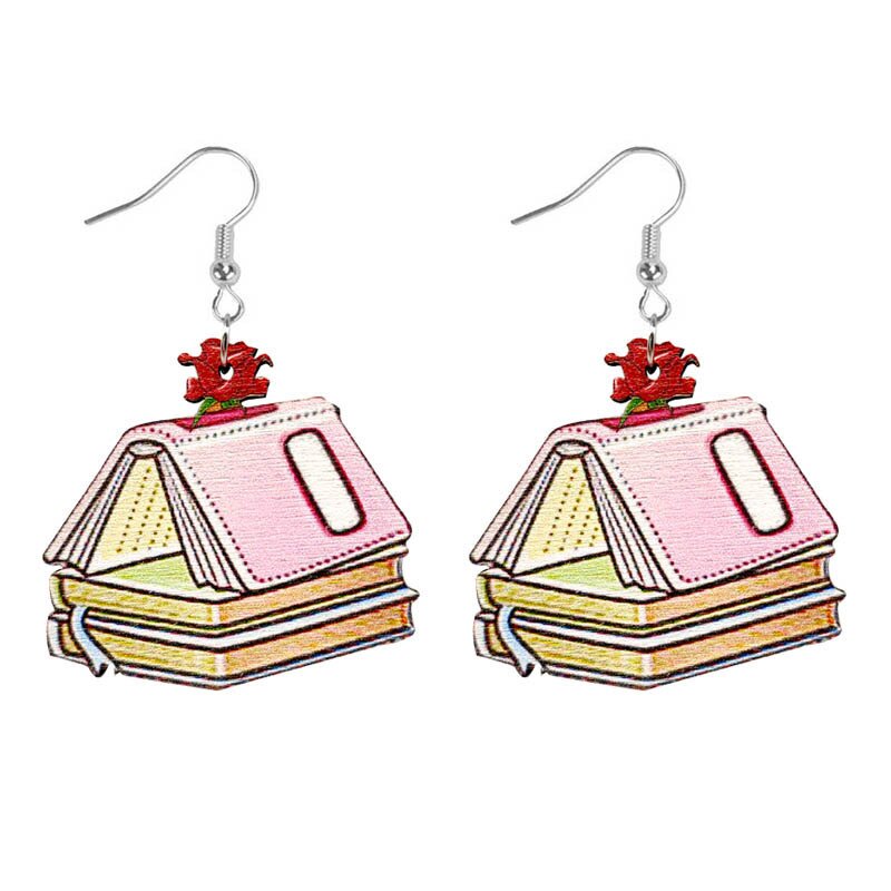Happy Teacher's Day  Pink Cottage Books Teacher Wooden Earrings