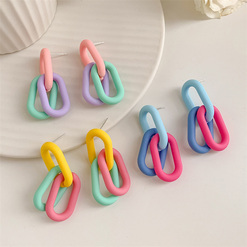 Colorful Chain Candy Colors  Acrylic Earrings