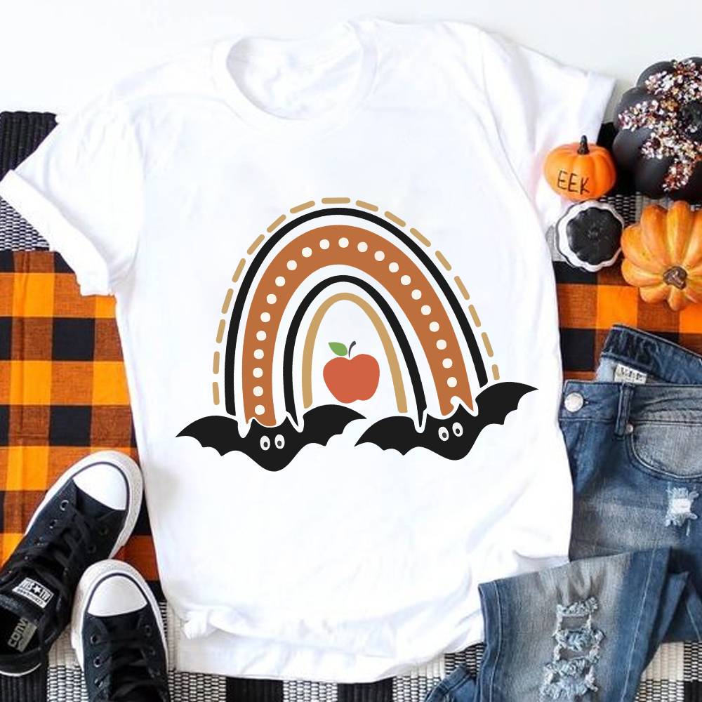 Halloween Bat Rainbow  T-Shirt