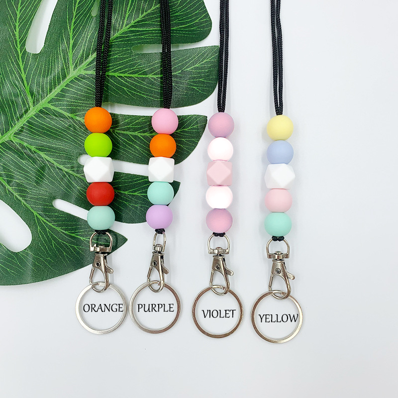 Colorful Rainbow Silica Gel Lanyard