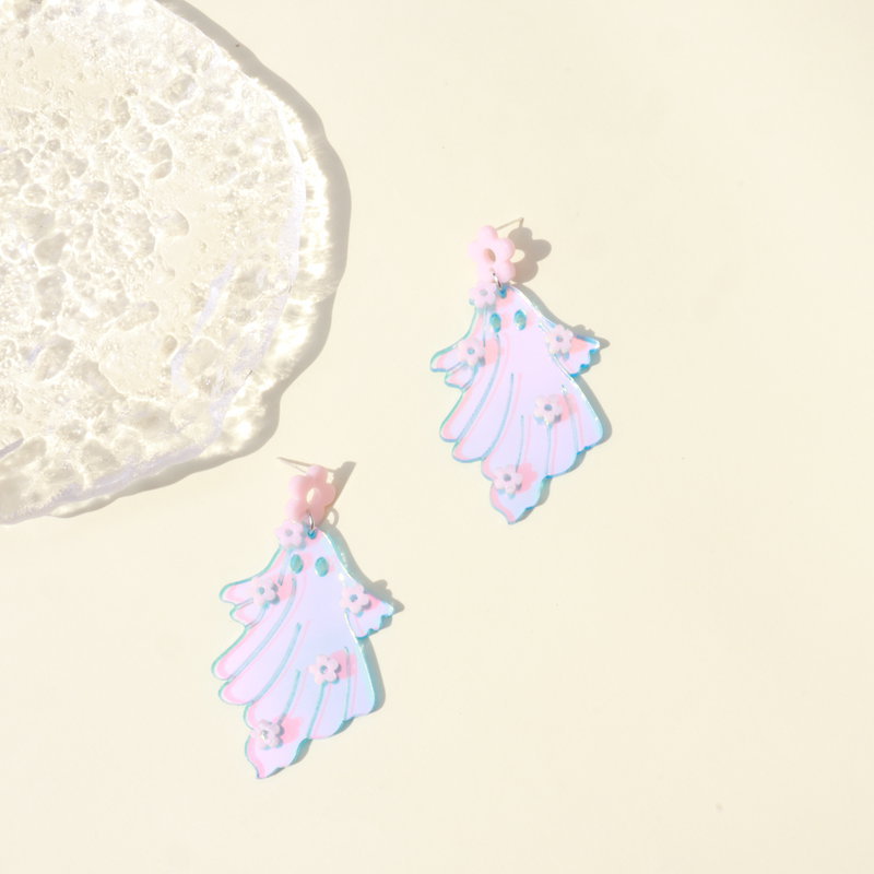 Flower Ghost   Acrylic Earrings