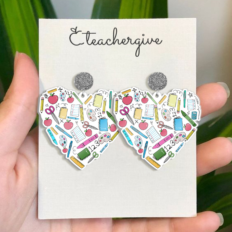 Cute Stationery Heart  Acrylic  Earrings
