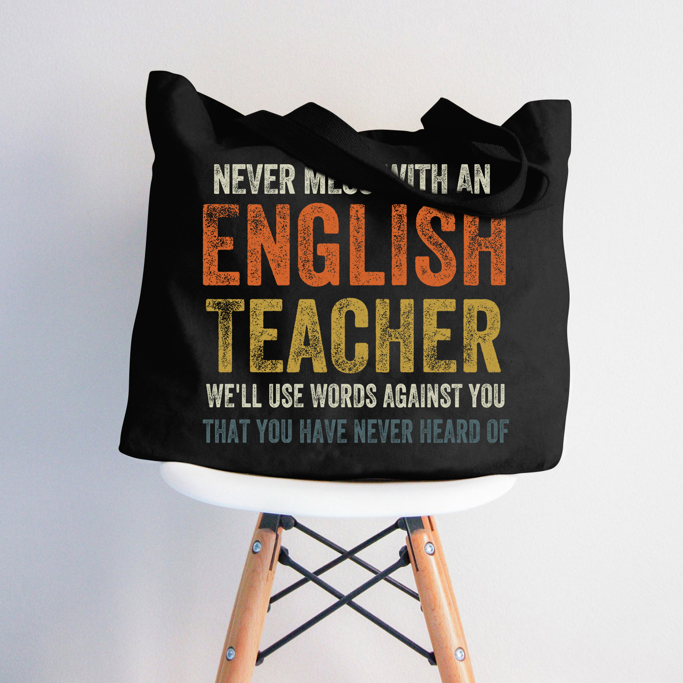 Legen Sie sich niemals mit einer Tragetasche mit Reißverschluss für Englischlehrer an Tasche