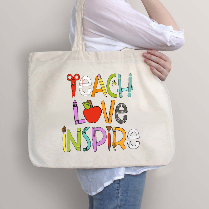 Lehren Lieben Inspirieren Lehrer Tragetasche mit Reißverschluss