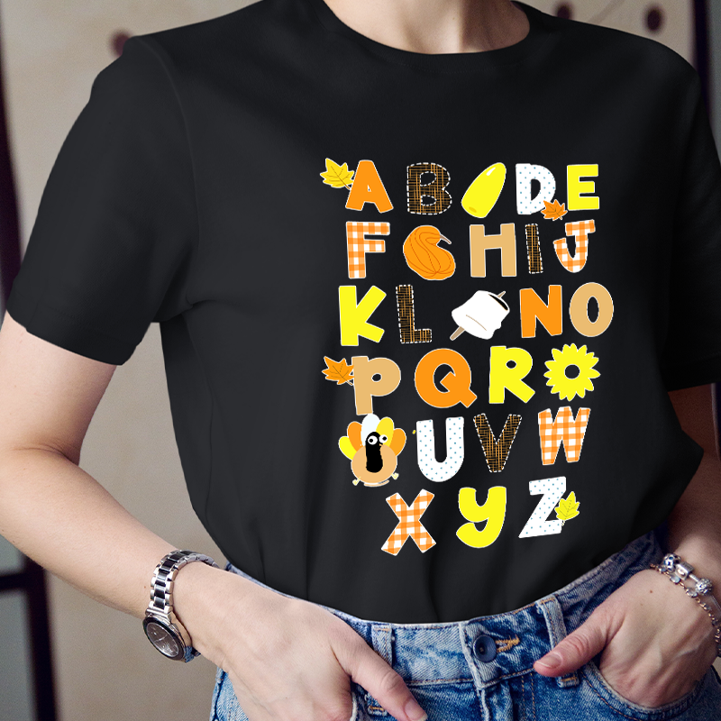 Autumn Element  Alphabet Teacher T-Shirt