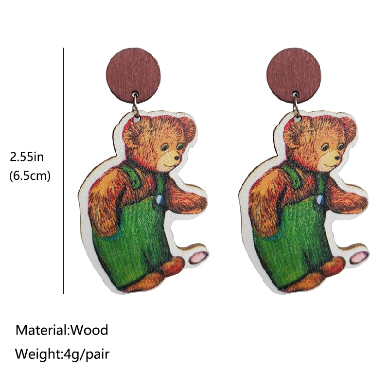 Lovely Bear  Wooden Earrings