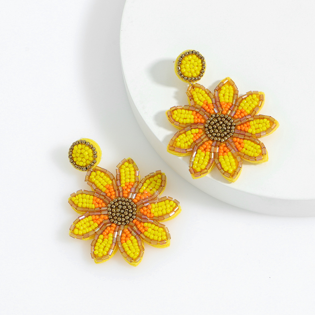 Multicolor Daisy  Beaded Earrings
