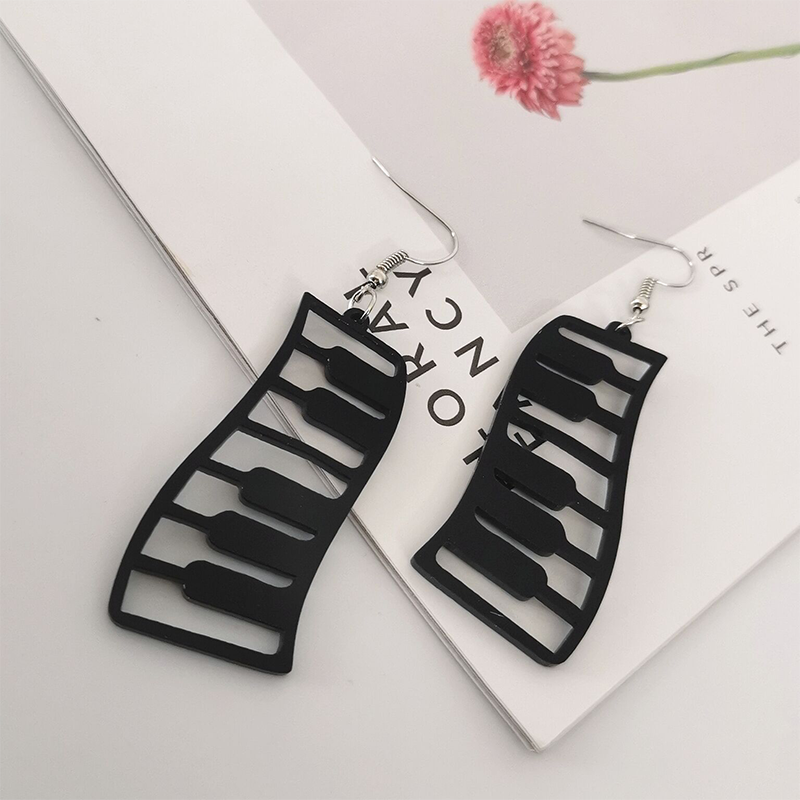 Black Piano Keys Teacher Acrylic Earrings