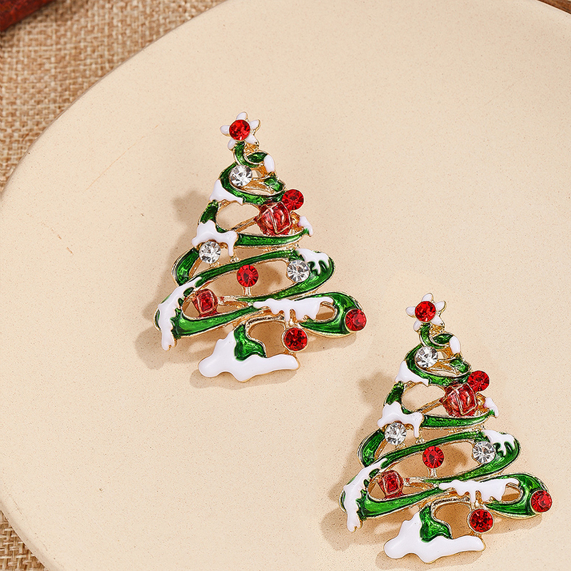 A Christmas Tree Buried In Snow Metal Earrings